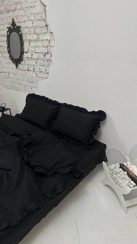 Комплект постільної білизни з Бязь Gold Lux Чорний 175/210 12758 фото