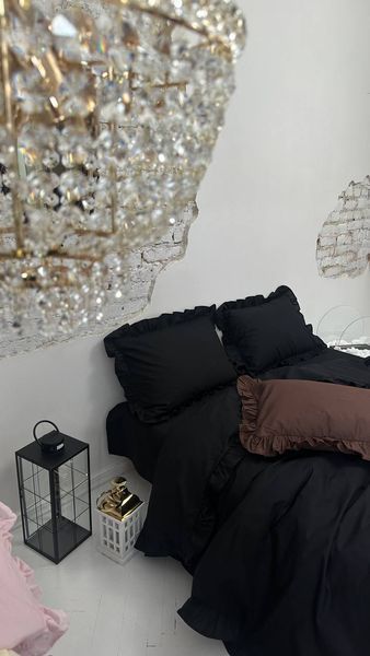 Комплект постільної білизни з Бязь Gold Lux Чорний 175/210 12758 фото