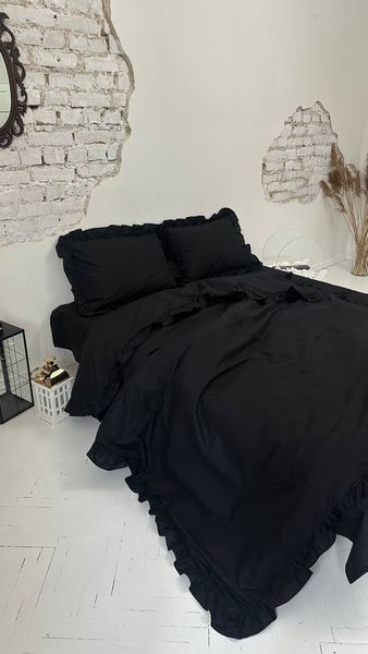 Комплект постільної білизни з Бязь Gold Lux Чорний 175/210 12758 фото