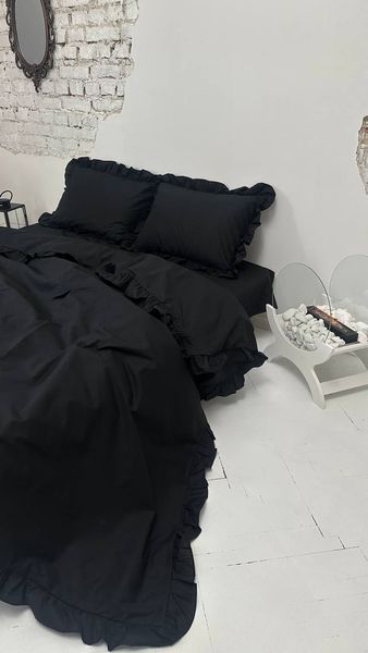 Комплект постільної білизни з Бязь Gold Lux Чорний 175/210 12758 фото
