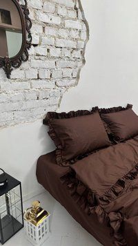 Комплект постільної білизни з Бязь Gold Lux Шоколад 200/220 12817 фото