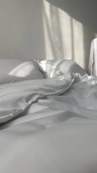 Комплект постільної білизни з Premium Сатину Білий 150*210 12132 фото