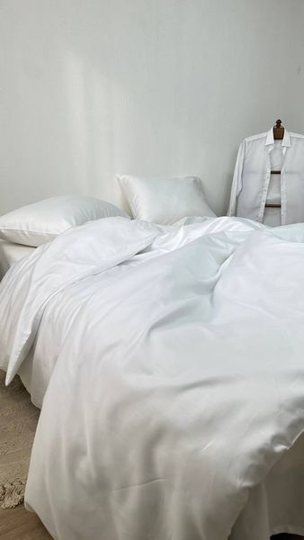 Комплект постільної білизни з Premium Сатину Білий 150*210 12132 фото