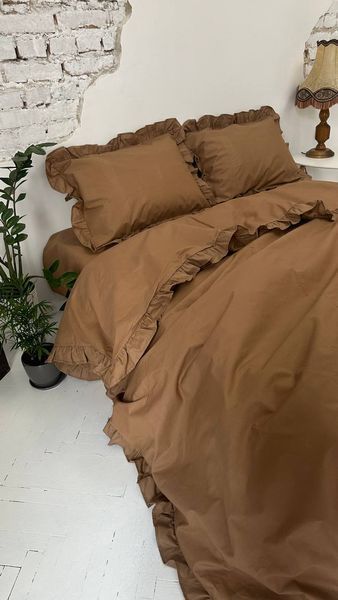 Комплект постільної білизни з Бязь Gold Lux Кава з молоком 150*220 (2шт) 12871 фото
