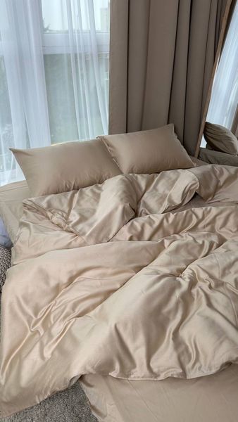 Комплект постільної білизни з Premium Сатину Піщаний 175*210 12137 фото