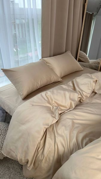 Комплект постільної білизни з Premium Сатину Піщаний 150*210 12091 фото