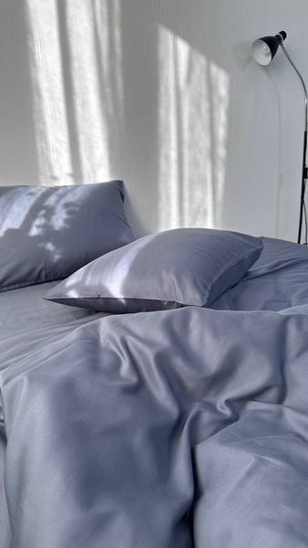 Комплект постільної білизни з Premium Сатину Благородний сірий 200*220 12242 фото