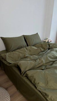 Комплект постільної білизни з Premium Сатину Оливка 150*210 12092 фото