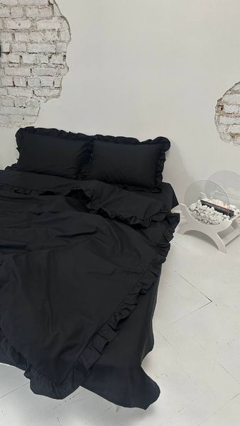 Комплект постільної білизни з Бязь Gold Lux Чорний 150/210 12728 фото