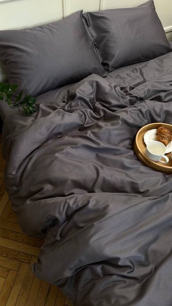 Комплект постільної білизни з Premium Сатину Асфальт 150*220 (2) 12335 фото
