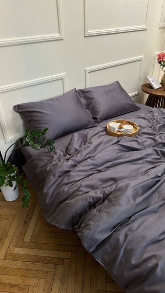 Комплект постільної білизни з Premium Сатину Асфальт 150*220 (2) 12335 фото