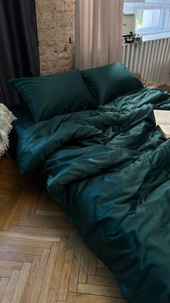 Комплект постільної білизни з Premium Сатину Смарагд 175*210 12145 фото