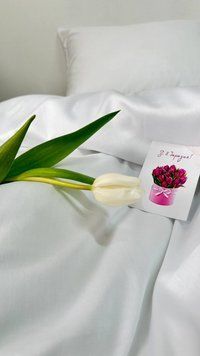 Комплект постільної білизни з Premium Сатину Білий 150*220 (2) 12339 фото