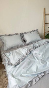 Комплект постільної білизни з Бязь Gold Lux Світло блакитний+світло сірий 150/210 12733 фото