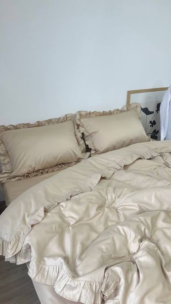 Комплект постільної білизни з Premium Сатину Піщаний 200*220 12934 фото