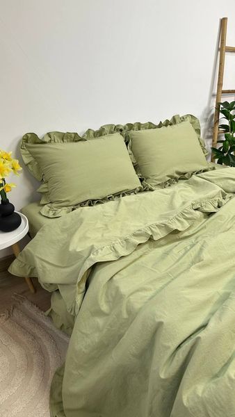 Комплект постільної білизни з вареної бавовни Оливка 200*220 12984 фото