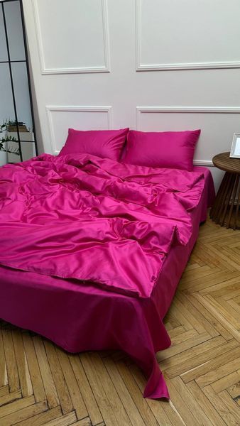Комплект постільної білизни з Premium Сатину Фуксія 175*210 12202 фото