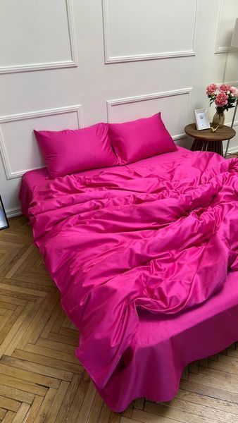 Комплект постільної білизни з Premium Сатину Фуксія 175*210 12202 фото
