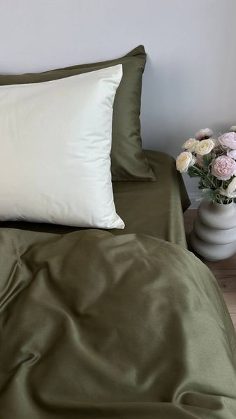 Комплект постільної білизни з Premium Сатину Оливка 150*220 (2) 12345 фото