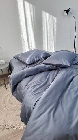 Комплект постільної білизни з Premium Сатину Благородний сірий 150*210 12104 фото