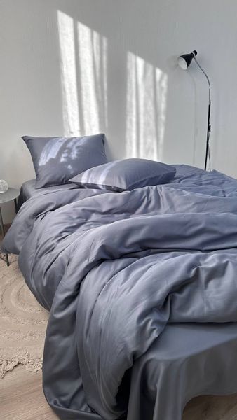 Комплект постільної білизни з Premium Сатину Благородний сірий 200*220 12265 фото