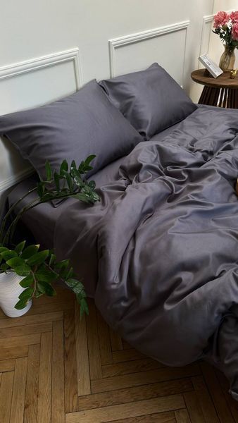 Комплект постільної білизни з Premium Сатину Асфальт 200*220 12266 фото