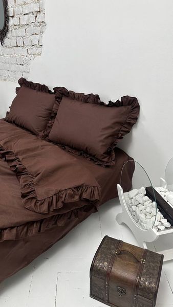 Комплект постільної білизни з Бязь Gold Lux Шоколад 150*220 (2шт) 12892 фото