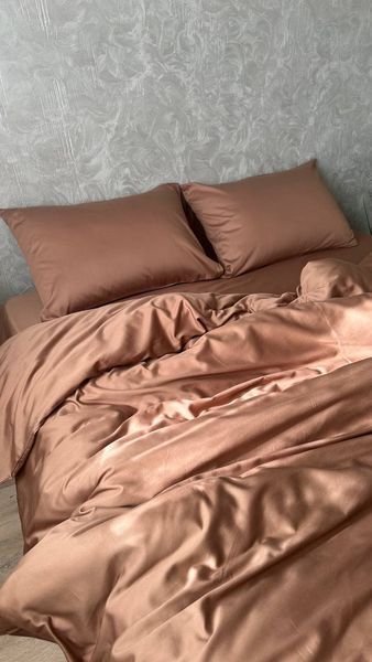 Комплект постільної білизни з Premium Сатину Мокко 150*210 12107 фото