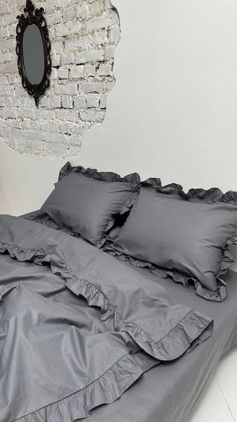 Комплект постільної білизни з Бязь Gold Lux Сірий 150/210 12746 фото
