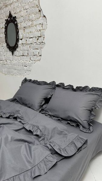 Комплект постільної білизни з Бязь Gold Lux Сірий 150/210 12746 фото