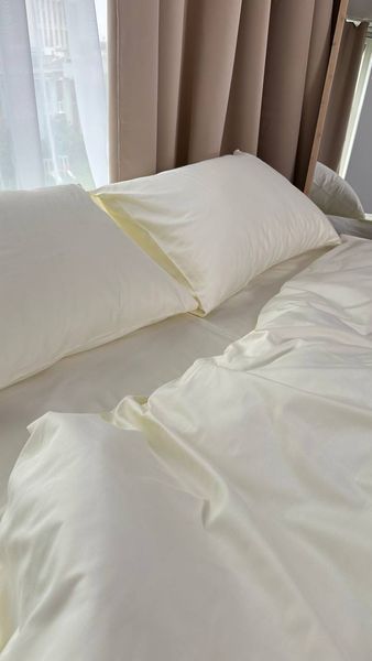 Комплект постільної білизни з Premium Сатину Айворі 200*220 12301 фото