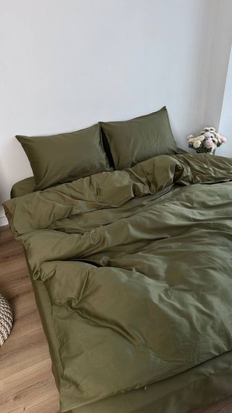 Комплект постільної білизни з Premium Сатину Оливка 150*210 12115 фото