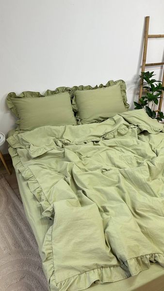 Комплект постільної білизни з вареної бавовни Оливка 150*220 (2 шт) 13000 фото