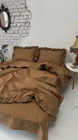 Комплект постільної білизни з Бязь Gold Lux Кава з молоком 175/210 12751 фото