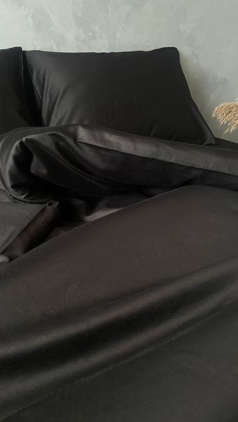 Комплект постільної білизни з Premium Сатину Чорний 200*220 12236 фото