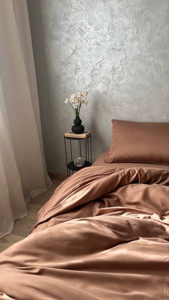 Комплект постільної білизни з Premium Сатину Мокко 200*220 12268 фото