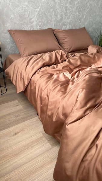 Комплект постільної білизни з Premium Сатину Мокко 175*210 12222 фото