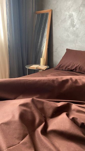 Комплект постільної білизни з Бязь Gold Lux Шоколад 200/220 11938 фото