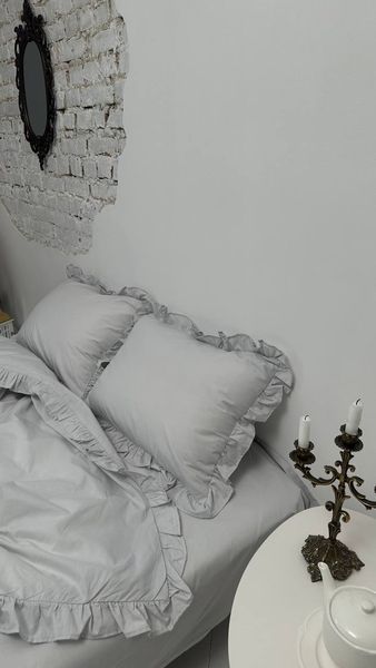 Комплект постільної білизни з Бязь Gold Lux Світло сірий 200/220 12814 фото